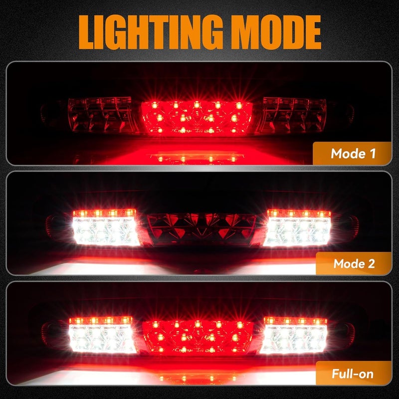 Cxdar Third 3rd Brake Light, LED High Mount Stop Light for 2007-2013 Chevy Silverado/GMC Sierra 1500 2500HD 3500HD, Rear Center Cab Roof Tail Cargo Lamp, Red Lens - Image 2